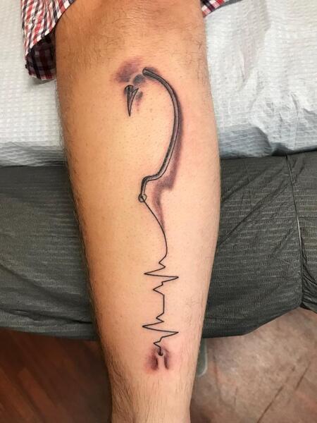 fishing hook and line tattoo